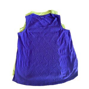 Coldwater Creek Womens XL Sleeveless Tank Tops Lime Green & Purple Textured